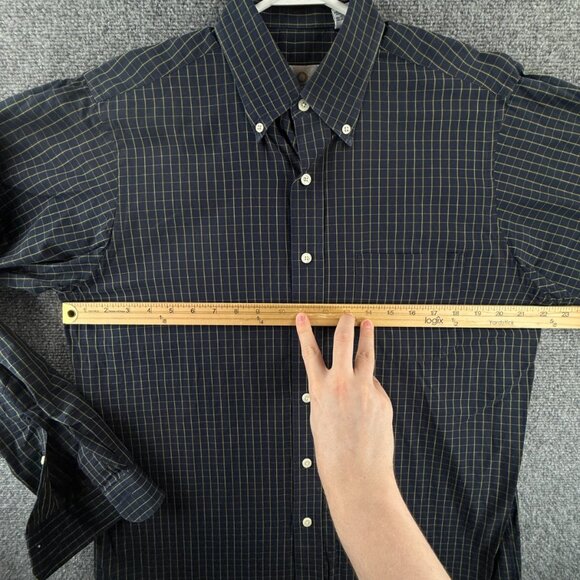 Viyella Green Blue Check Button Up Shirt Medium Cotton USA Made Long Sleeve - Picture 6 of 15